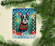 Load image into Gallery viewer, Boston Terrier Christmas Porcelain Ornament