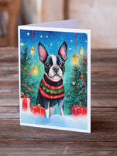 Load image into Gallery viewer, Boston Terrier Christmas Greeting Cards - Blank Note Cards – 8-Pack of Artist-Designed Cards with Envelopes