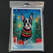 Load image into Gallery viewer, Boston Terrier Christmas Greeting Cards - Blank Note Cards – 8-Pack of Artist-Designed Cards with Envelopes