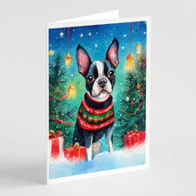 Load image into Gallery viewer, Boston Terrier Christmas Greeting Cards - Blank Note Cards – 8-Pack of Artist-Designed Cards with Envelopes