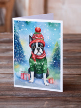 Load image into Gallery viewer, Boston Terrier Christmas Greeting Cards - Blank Note Cards – 8-Pack of Artist-Designed Cards with Envelopes