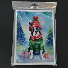 Load image into Gallery viewer, Boston Terrier Christmas Greeting Cards - Blank Note Cards – 8-Pack of Artist-Designed Cards with Envelopes