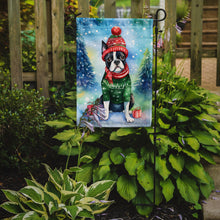 Load image into Gallery viewer, Boston Terrier Christmas Garden Flag – Cozy Dog Holiday Decor with Tree &amp; Presents