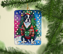 Load image into Gallery viewer, Boston Terrier Christmas Porcelain Ornament