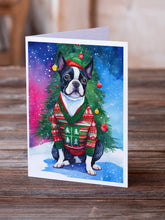 Load image into Gallery viewer, Boston Terrier Christmas Greeting Cards - Blank Note Cards – 8-Pack of Artist-Designed Cards with Envelopes