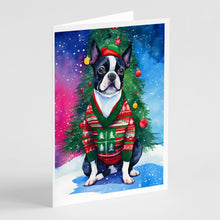 Load image into Gallery viewer, Boston Terrier Christmas Greeting Cards - Blank Note Cards – 8-Pack of Artist-Designed Cards with Envelopes