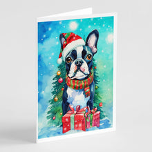 Load image into Gallery viewer, Boston Terrier Christmas Greeting Cards - Blank Note Cards – 8-Pack of Artist-Designed Cards with Envelopes