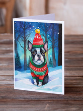 Load image into Gallery viewer, Boston Terrier Christmas Greeting Cards - Blank Note Cards – 8-Pack of Artist-Designed Cards with Envelopes