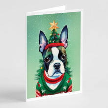 Load image into Gallery viewer, Boston Terrier Christmas Greeting Cards - Blank Note Cards – 8-Pack of Artist-Designed Cards with Envelopes