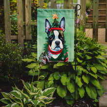 Load image into Gallery viewer, Boston Terrier Christmas Garden Flag – Cozy Dog Holiday Decor with Tree &amp; Presents