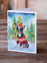 Load image into Gallery viewer, Boston Terrier Christmas Greeting Cards - Blank Note Cards – 8-Pack of Artist-Designed Cards with Envelopes