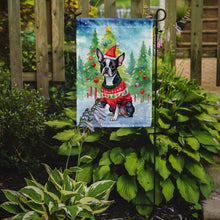 Load image into Gallery viewer, Boston Terrier Christmas Garden Flag – Cozy Dog Holiday Decor with Tree &amp; Presents
