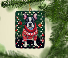 Load image into Gallery viewer, Boston Terrier Christmas Porcelain Ornament