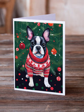 Load image into Gallery viewer, Boston Terrier Christmas Greeting Cards - Blank Note Cards – 8-Pack of Artist-Designed Cards with Envelopes