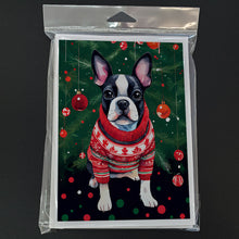 Load image into Gallery viewer, Boston Terrier Christmas Greeting Cards - Blank Note Cards – 8-Pack of Artist-Designed Cards with Envelopes