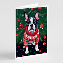 Load image into Gallery viewer, Boston Terrier Christmas Greeting Cards - Blank Note Cards – 8-Pack of Artist-Designed Cards with Envelopes
