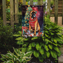 Load image into Gallery viewer, Boxer Christmas Garden Flag – Cozy Dog Holiday Decor with Tree &amp; Presents