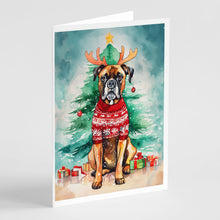 Load image into Gallery viewer, Boxer Christmas Greeting Cards - Blank Note Cards – 8-Pack of Artist-Designed Cards with Envelopes