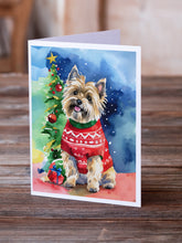 Load image into Gallery viewer, Cairn Terrier Christmas Greeting Cards - Blank Note Cards – 8-Pack of Artist-Designed Cards with Envelopes