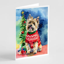 Load image into Gallery viewer, Cairn Terrier Christmas Greeting Cards - Blank Note Cards – 8-Pack of Artist-Designed Cards with Envelopes