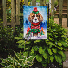 Load image into Gallery viewer, Cavalier Spaniel Christmas Garden Flag – Cozy Dog Holiday Decor with Tree &amp; Presents