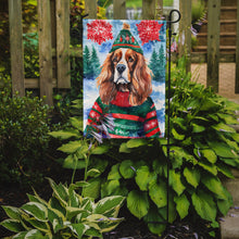 Load image into Gallery viewer, Cavalier Spaniel Christmas Garden Flag – Cozy Dog Holiday Decor with Tree &amp; Presents