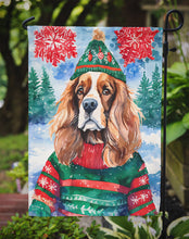 Load image into Gallery viewer, Cavalier Spaniel Christmas Garden Flag – Cozy Dog Holiday Decor with Tree &amp; Presents