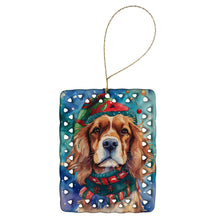 Load image into Gallery viewer, Cavalier Spaniel Christmas Porcelain Ornament