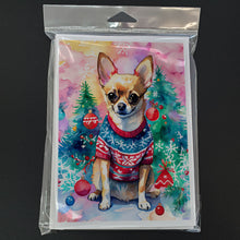 Load image into Gallery viewer, Chihuahua Christmas Greeting Cards - Blank Note Cards – 8-Pack of Artist-Designed Cards with Envelopes