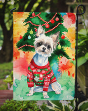 Load image into Gallery viewer, Chinese Crested Christmas Garden Flag – Cozy Dog Holiday Decor with Tree &amp; Presents