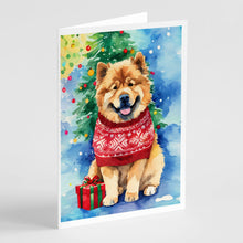 Load image into Gallery viewer, Chow Chow Christmas Greeting Cards - Blank Note Cards – 8-Pack of Artist-Designed Cards with Envelopes