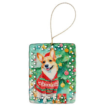Load image into Gallery viewer, Corgi Christmas Porcelain Ornament