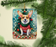Load image into Gallery viewer, Corgi Christmas Porcelain Ornament