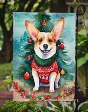 Load image into Gallery viewer, Corgi Christmas Garden Flag – Cozy Dog Holiday Decor with Tree &amp; Presents