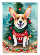 Load image into Gallery viewer, Corgi Christmas Garden Flag – Cozy Dog Holiday Decor with Tree &amp; Presents