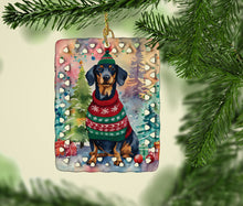 Load image into Gallery viewer, Dachshund Christmas Porcelain Ornament