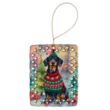 Load image into Gallery viewer, Dachshund Christmas Porcelain Ornament