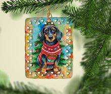 Load image into Gallery viewer, Dachshund Christmas Porcelain Ornament