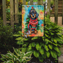 Load image into Gallery viewer, Dachshund Christmas Garden Flag – Cozy Dog Holiday Decor with Tree &amp; Presents