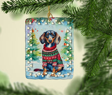 Load image into Gallery viewer, Dachshund Christmas Porcelain Ornament
