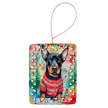 Load image into Gallery viewer, Doberman Pinscher Christmas Porcelain Ornament