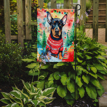 Load image into Gallery viewer, Doberman Pinscher Christmas Garden Flag – Cozy Dog Holiday Decor with Tree &amp; Presents