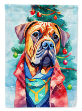 Load image into Gallery viewer, Dogue de Bordeaux Christmas Garden Flag – Cozy Dog Holiday Decor with Tree &amp; Presents