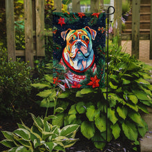 Load image into Gallery viewer, English Bulldog Christmas Garden Flag – Cozy Dog Holiday Decor with Tree &amp; Presents