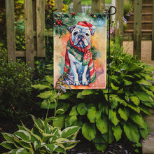 Load image into Gallery viewer, English Bulldog Christmas Garden Flag – Cozy Dog Holiday Decor with Tree &amp; Presents