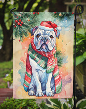 Load image into Gallery viewer, English Bulldog Christmas Garden Flag – Cozy Dog Holiday Decor with Tree &amp; Presents