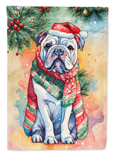 Load image into Gallery viewer, English Bulldog Christmas Garden Flag – Cozy Dog Holiday Decor with Tree &amp; Presents