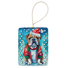 Load image into Gallery viewer, English Bulldog Christmas Porcelain Ornament