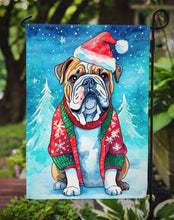 Load image into Gallery viewer, English Bulldog Christmas Garden Flag – Cozy Dog Holiday Decor with Tree &amp; Presents