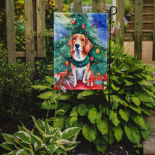 Load image into Gallery viewer, English Foxhound Christmas Garden Flag – Cozy Dog Holiday Decor with Tree &amp; Presents